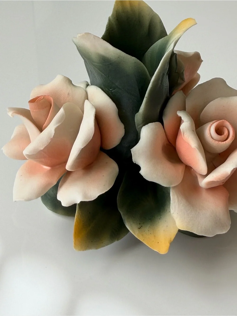 Vintage Capodimonte 1987 for Arnart Fine Ceramic Rose Taper Candle Holder -Italy